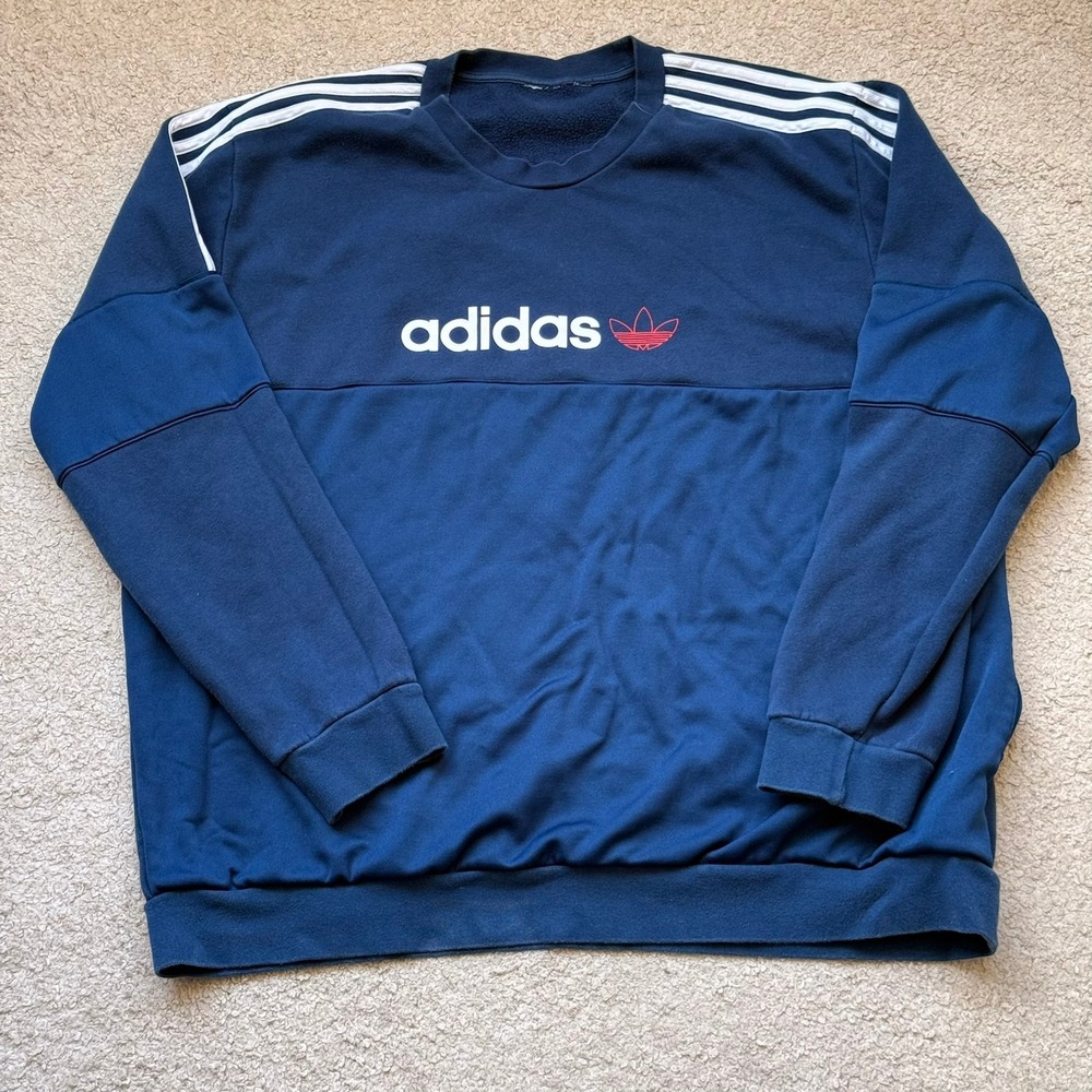 Adidas Originals Navy Blue Trefoil Crewneck Sweatshirt HG2174 Mens Large